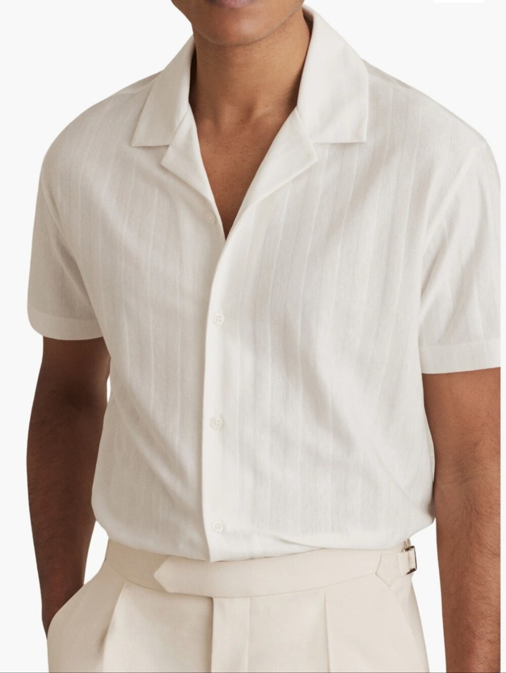 Reiss White Textured Button-Front Shirt